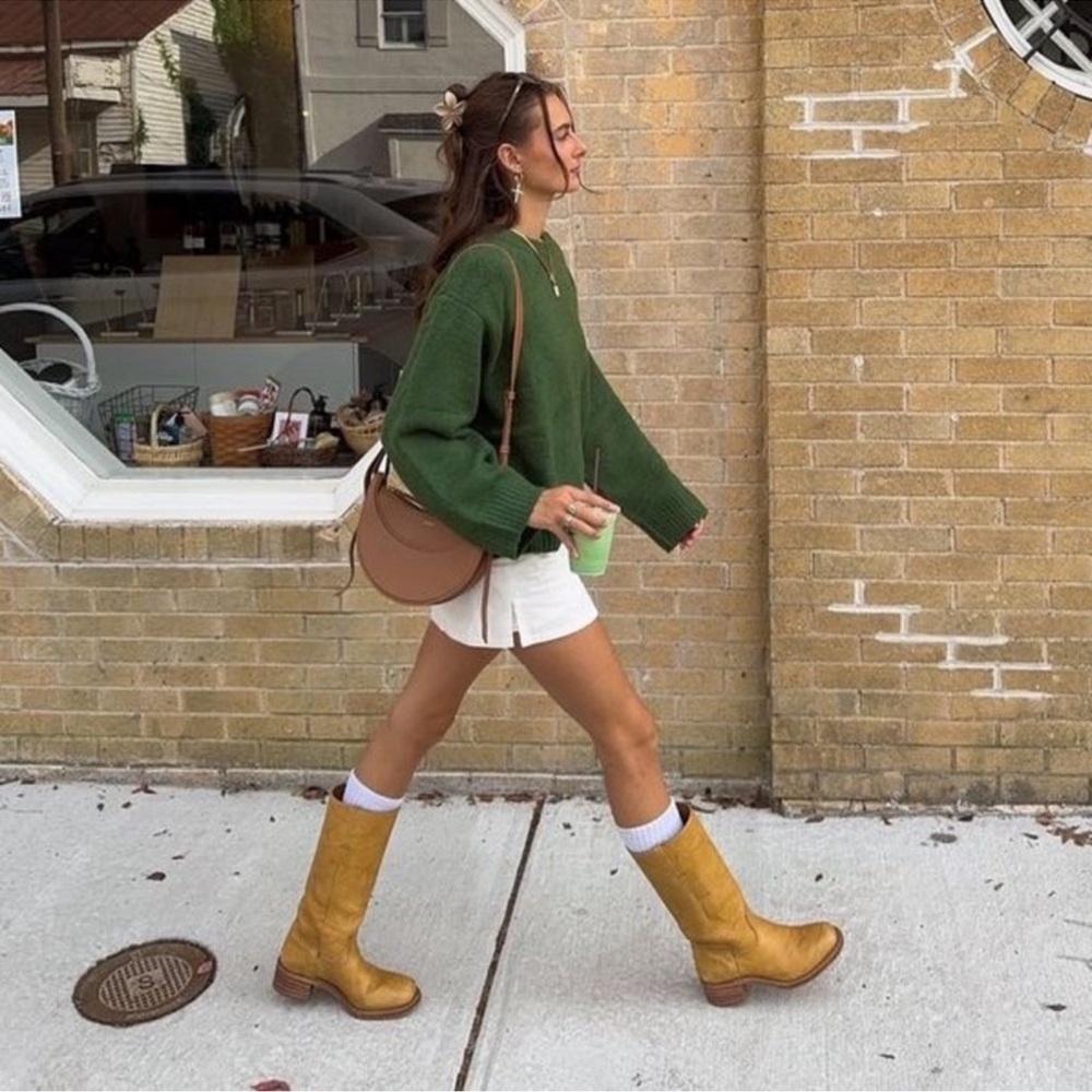 Classic Tall Leather Riding Boots - Mustard - Picture 7 of 12